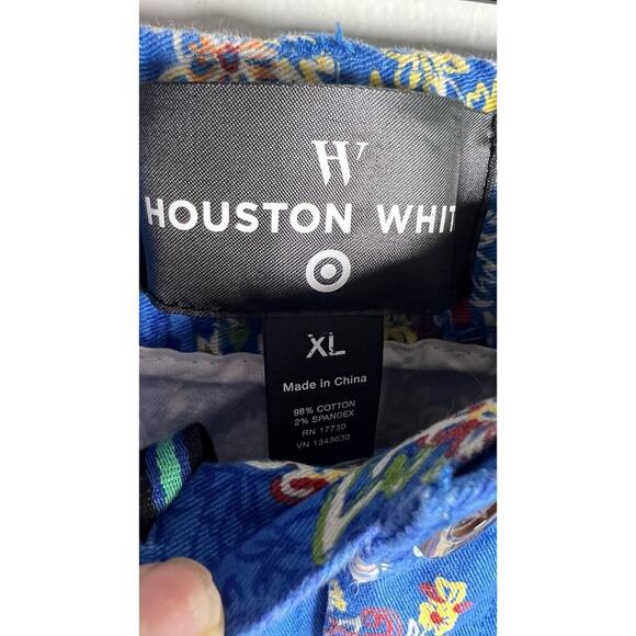 Houston White X Target Adult Blue Floral Chino Pleated Cotton Stretch Pants XL - Picture 8 of 9